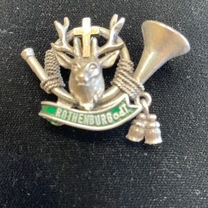 Vintage Hunting Brooch Stag Hat Pin Rothenburg Bavaria Germany